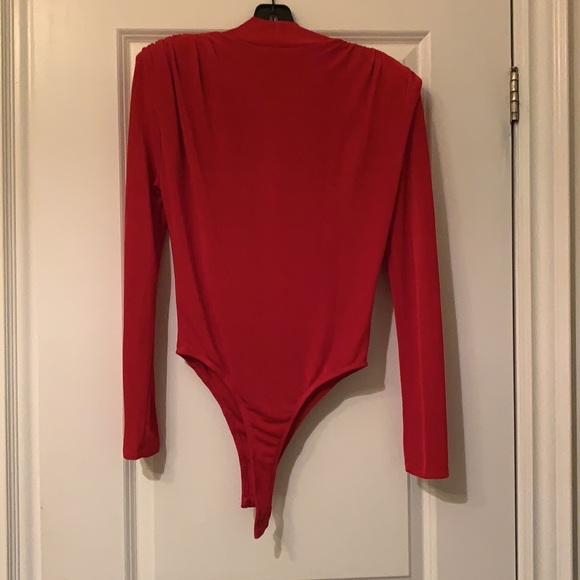 Jlux label red Kenzia high neck bodysuit. Never worn, no tags - Picture 5 of 8